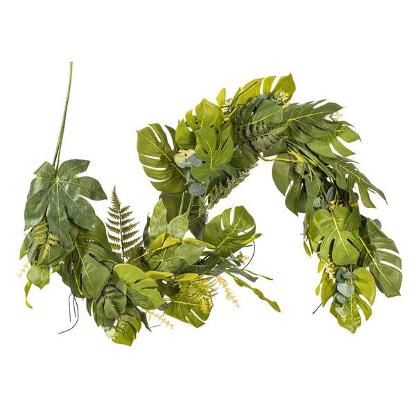 6' Artificial Green Mixed Jungle Foliage Garland