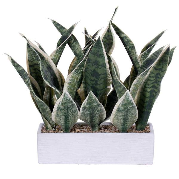 15" Artificial Light Green Snake Plant Potted Plant