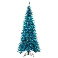 Vickerman 7.5' x 40" Aqua Tinsel 500 Light Warm White Artificial Christmas Tree