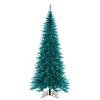 Vickerman 10' x 50" Aqua Tinsel Slim Unlit Christmas Tree