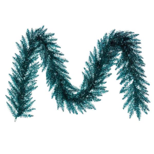  9' x 14" Artificial Aqua UnLit Tinsel Garland