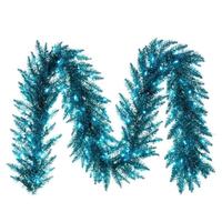 Vickerman 9' x 14" Artificial Aqua Tinsel 100 Light Pre-Lit Garland 