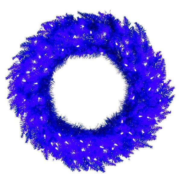 36"  Blue Fir 100 Light Warm White Artificial Christmas Wreath