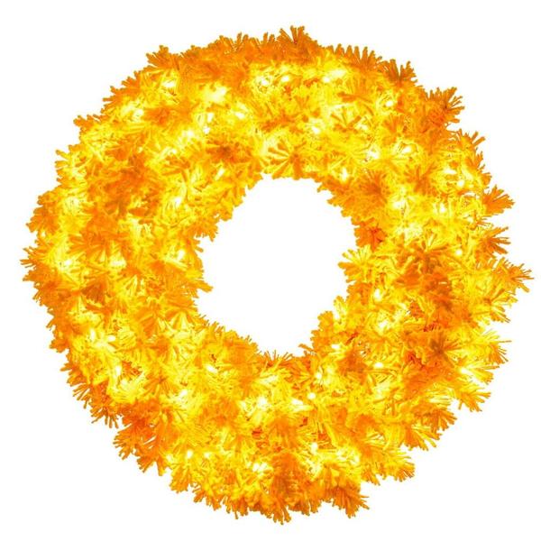 36" Yellow 100 LED Lights Prelit Artificial Christmas Wreath