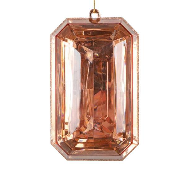 8" Orange Rectangle Jewel Glitter Christmas Ornament Assortment (2 Pack)