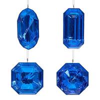 Vickerman 4-5" Blue Jewel Glitter Christmas Ornament Assortment (4 Pack)