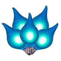 Vickerman 15' 15 Light G45 Candelabra Screw Base Flame Tip Blue Glass Green Wire String Light Set