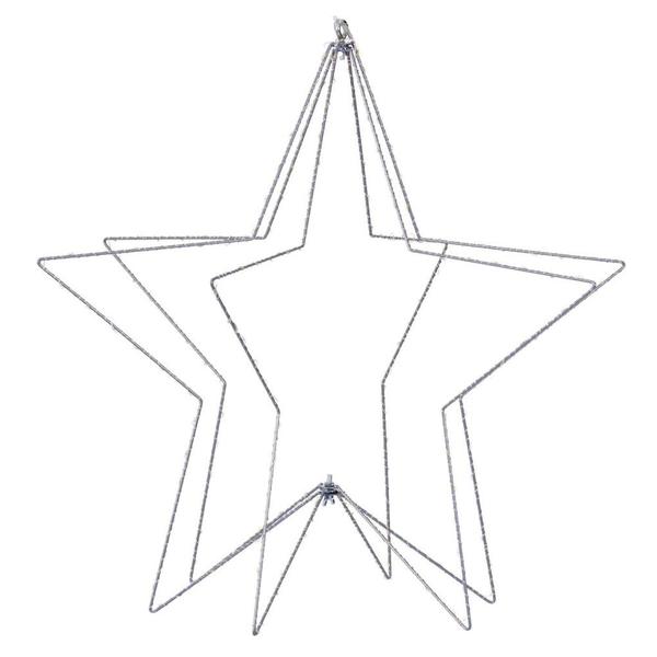 24" 240 Light Warm White Five Point Star Steel Wire LED Silhouette Light