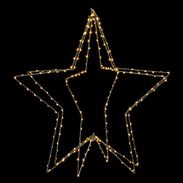 24" 240 Light Warm White Twinkle Five Point Star LED Silhouette Light