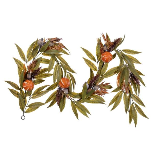 6' Orange/Gourd/Bay Artificial Unlit Garland