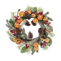 Vickerman 28" Green Mixed Pine Orange/Berry Unlit Artificial Christmas Wreath