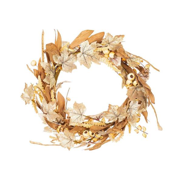 24" Mixed Harvest Foliage & Berries Leaf Artificial Wreath