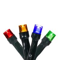 Vickerman 40' 100 Light Multi-Colored Green Wire Battery Operated LED Light Set