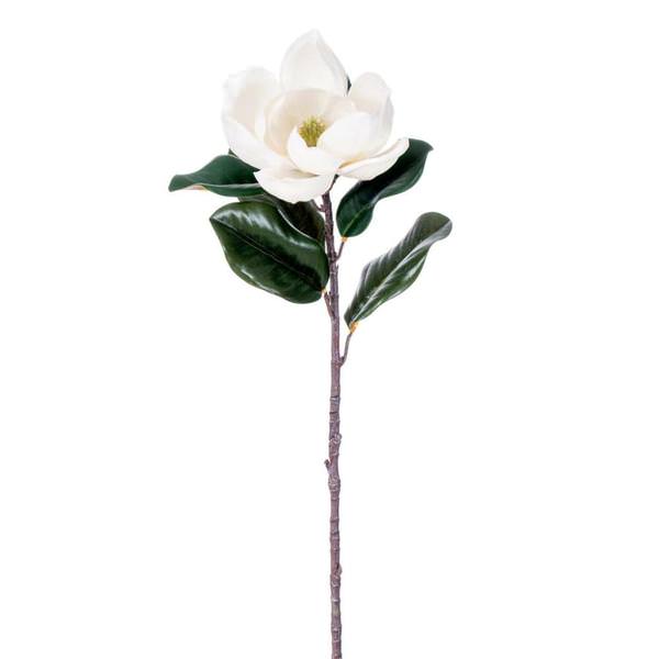 28" White Magnolia Flower Leaves Spray (2 Pack)
