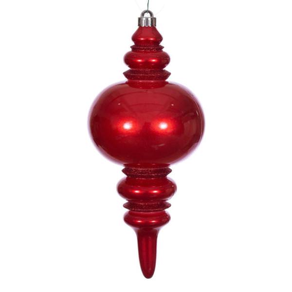 13" Red Candy Glitter Finial Christmas Tree Ornament 