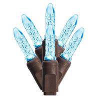 Vickerman 70 Light 24' M5 Brown Wire Teal Icicle LED Christmas Light Set
