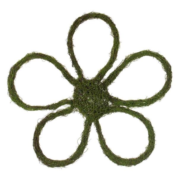 24" Mossy Flower Outline Natural Twig Wreath 