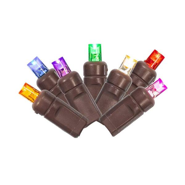 100 Light 50' Brown Wire Multi-Color Stretchable Wide Angle LED Lights