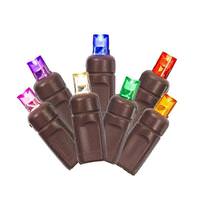 Vickerman 50 Light 25' Brown Wire Multi-Color Stretchable Wide Angle LED Lights