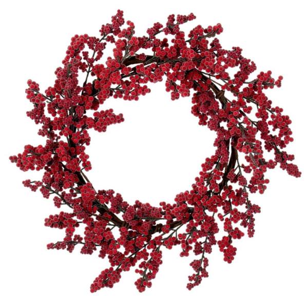 24" Red Ice Berry Unlit Artificial Christmas Wreath