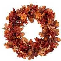 Vickerman 26" Orange Autumn Oak Leaf Artificial Wreath