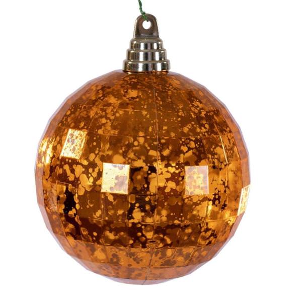 4.75" Burnish Orange Mirror Mercury Christmas Ornament (4 Pack)