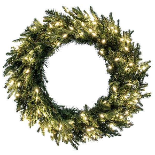 30" Kamas Fraser Fir 70 LED Light Pre-Lit Artificial Christmas Wreath