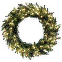 Vicekrman 30" Kamas Fraser Fir 70 LED Light Pre-Lit Artificial Christmas Wreath