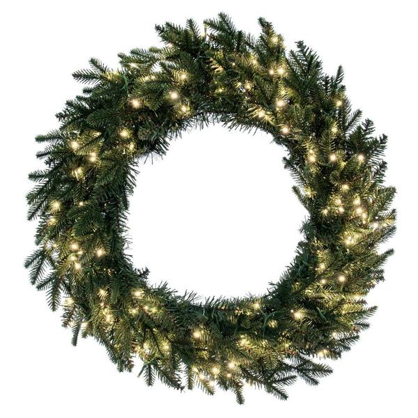 30" Kamas Fraser 200 Warm White LED Light 480 Tip Pre-Lit Artificial Christmas Wreath