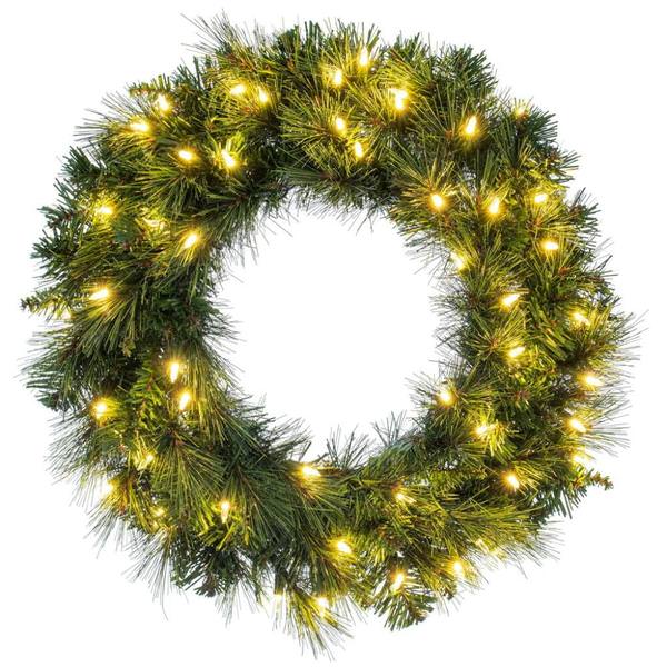 24" Brighton Pin Dura-Lit 50 Light Artificial Christmas Wreath