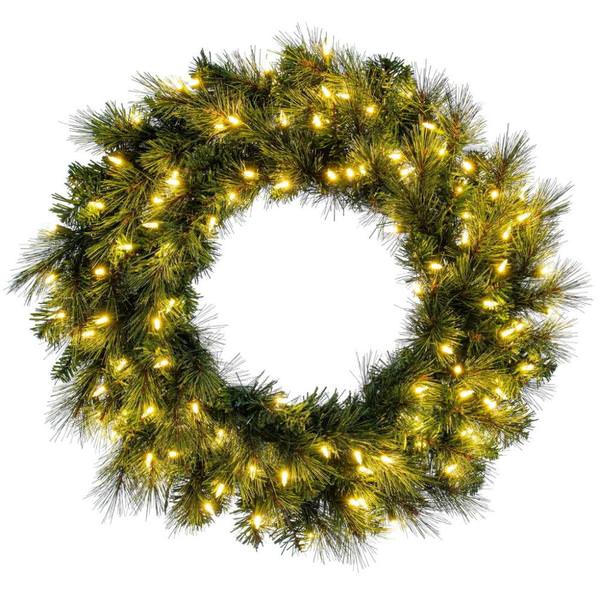 30" Brighton Pine 100 Light Warm White Artificial Christmas Wreath