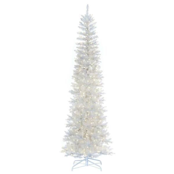 6.5' x 28" White Pencil 400 Light Warm White Artificial Christmas Tree
