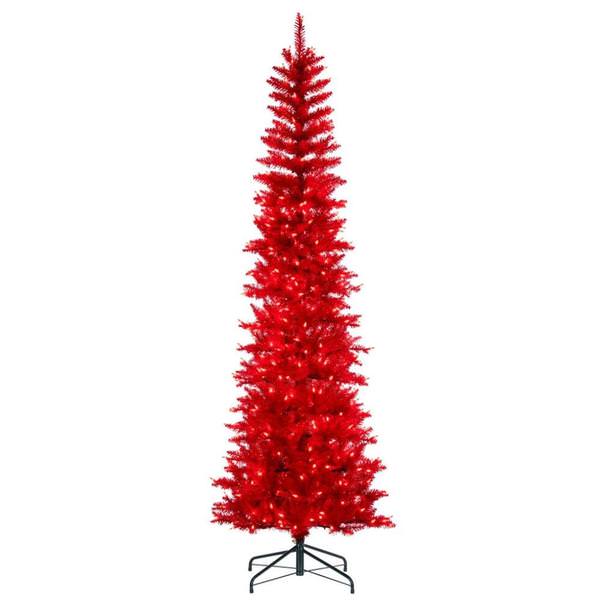 9.5' x 42 Red Pencil DuraLit 700 Red Light Artificial Christmas Tree
