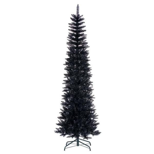 7.5' x 32" Black Pencil Unlit Artificial Christmas Tree
