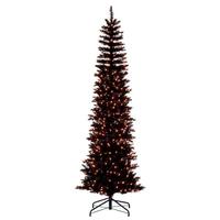 Vickerman 8.5' x 38" Black Pencil DuraLit 600 Orange Lights Artificial Christmas Tree