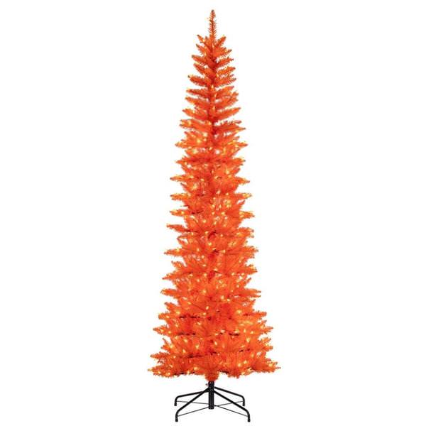 6.5' x 28" Orange Pencil 400 Light Warm White Artificial Christmas Tree