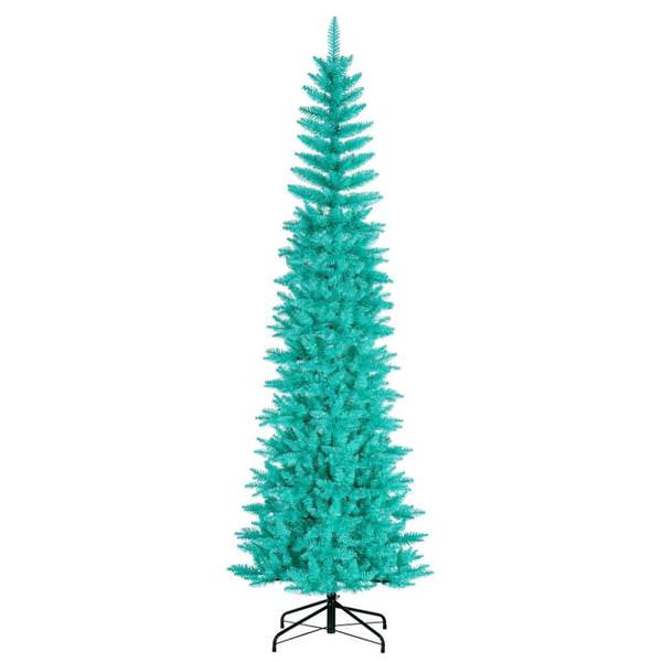 6.5' x 28" Aqua Pencil Tree Unlit Artificial Christmas Tree