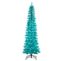 Vickerman 7.5' x 32" Aqua  Pencil 450 Purple Lights Artificial Christmas Tree