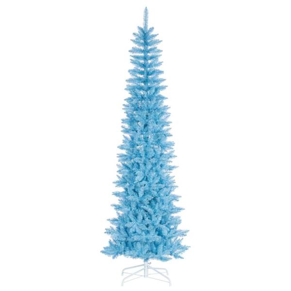 6.5' x 28"  Sky Blue Pencil Tree Unlit Artificial Christmas Tree