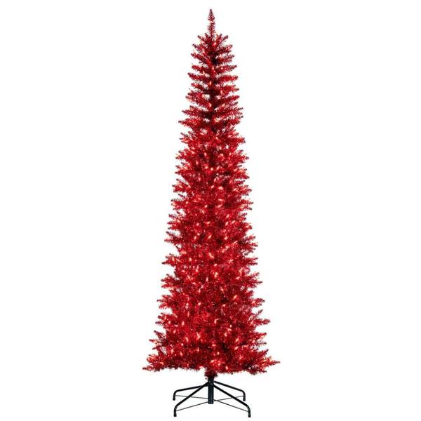9.5' x 42 Red Pencil DuraLit 700 Red Light Artificial Christmas Tree