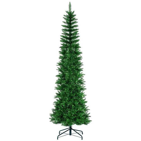 6.5' x 28" Green Tinsel Pencil Tree Unlit Artificial Christmas Tree