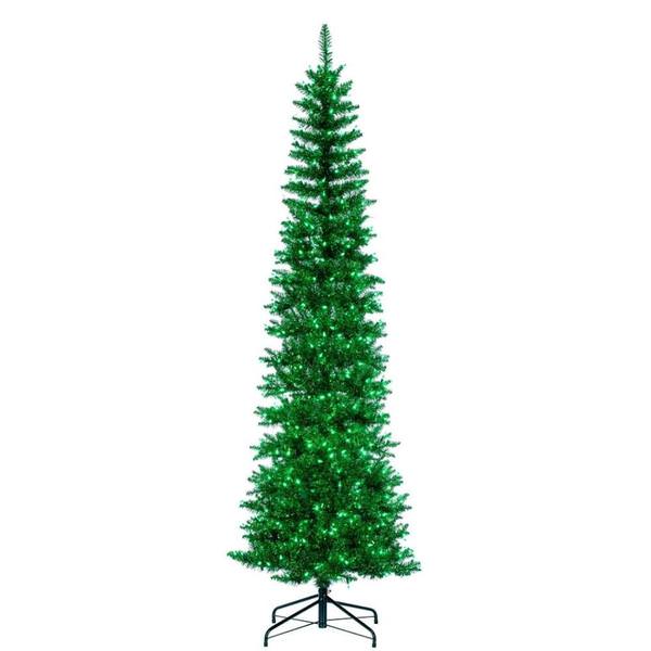 9.5' x 42 Green Pencil DuraLit 700 Green Light Artificial Christmas Tree