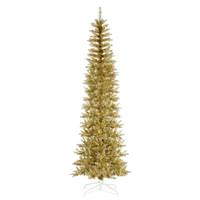 Vickerman 6.5' x 28" Champagne Tinsel Pencil Tree Unlit Artificial Christmas Tree