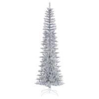Vickerman 6.5' x 28" Silver Tinsel Pencil Tree Unlit Artificial Christmas Tree