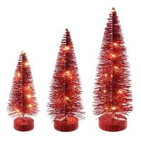 Vickerman 8/10/12" Red Bottle Brush Clear Lights Artificial Christmas Tree