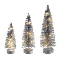Vickerman 8/10/12" Silver Bottle Brush Clear Lights Artificial Christmas Tree