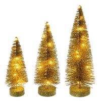 Vickerman 8/10/12" Gold Bottle Brush Clear Lights Artificial Christmas Tree