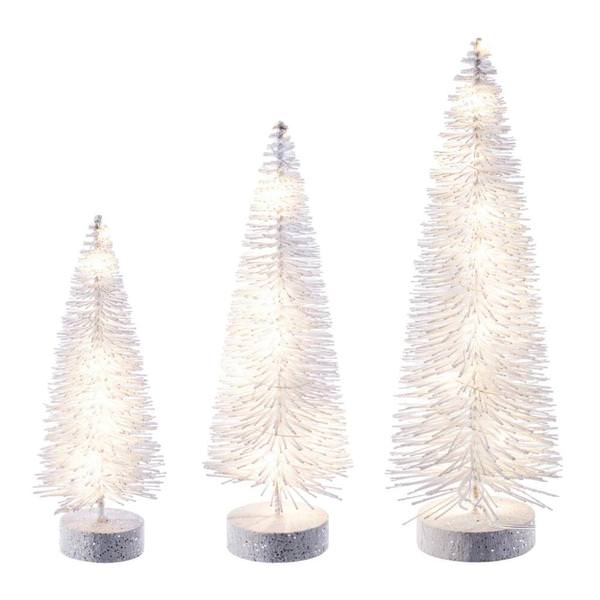 8/10/12" White Bottle Brush Clear Lights Artificial Christmas Tree