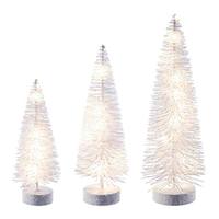 Vickerman 8/10/12" White Bottle Brush Clear Lights Artificial Christmas Tree