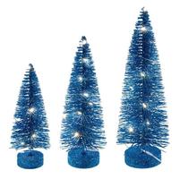 Vickerman 8/10/12" Turquoise Bottle Brush Clear Lights Artificial Christmas Tree
